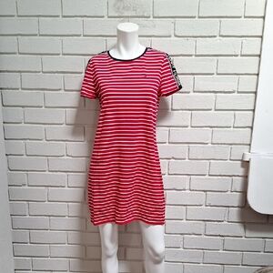 Tommy Hilfiger Red/White  Striped Midi Cotton Dress. Size Medium NWOT